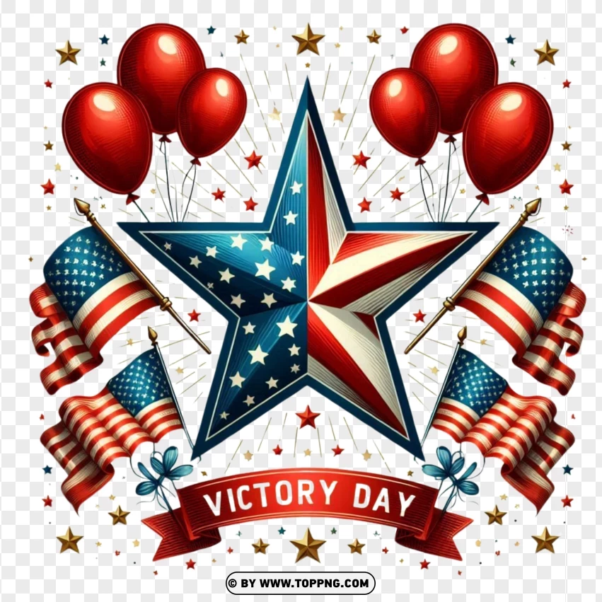 U S Flag Balloon Victory Day PNG Transparent Background