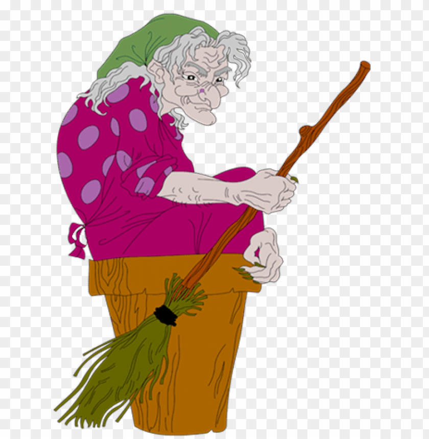 Ugly Witch With Broom PNG Transparent Background