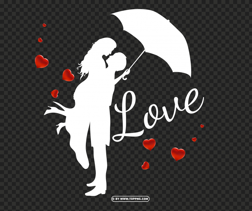 Umbrella Loving Couple Silhouette White Hd PNG Transparent Background