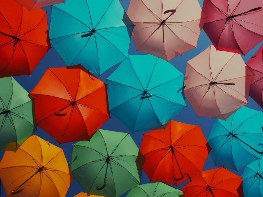 Umbrellas Colorful Decoration Street Background