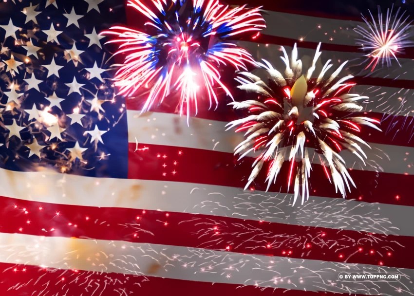 Usa Flag And Firework For 4th July Independence Day PNG Transparent Background