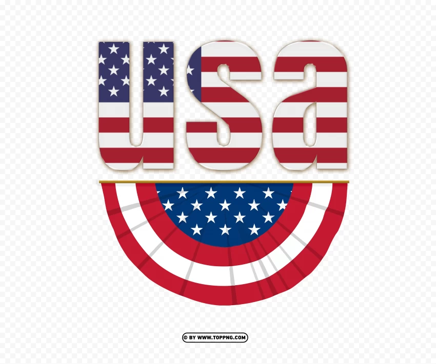 Usa Text With American Flag Bunting Semi Circle PNG Transparent Background