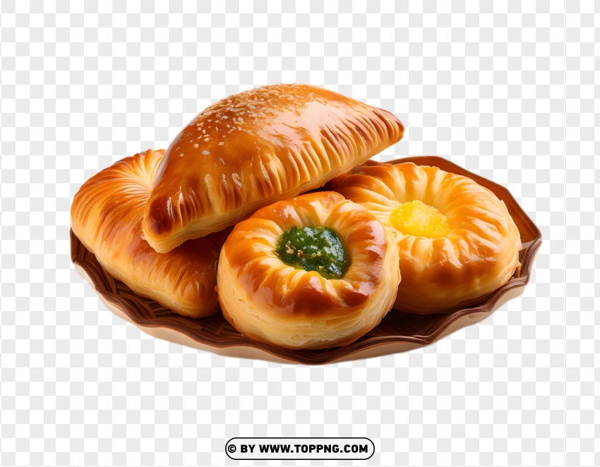 Uzbek Floral Meat Pastry Cutout PNG Transparent Background