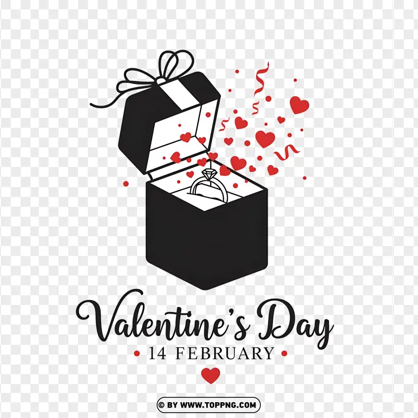 Valentines Day Black And White Gift Box Design PNG Transparent Background