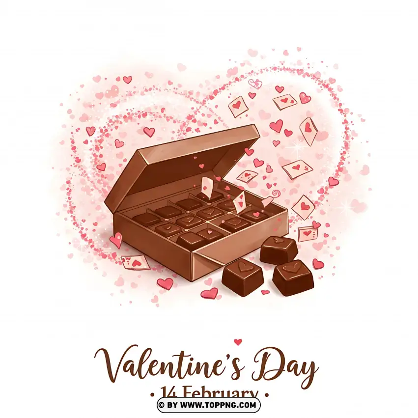 Valentines Day Heart Shaped Chocolate Box PNG Transparent Background