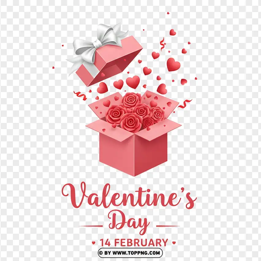 Valentines Day Gift Box With Sparkling Hearts PNG Transparent Background