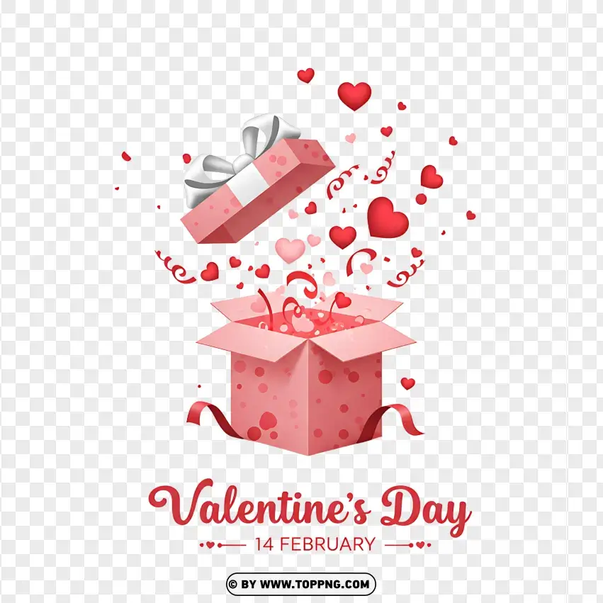 Valentines Day Gift Box With Hearts PNG Transparent Background