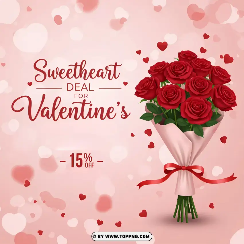 Sweetheart Deal Valentines Day With Roses Card PNG Transparent Background