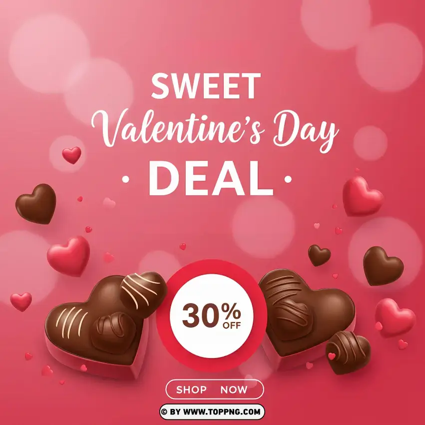 Valentines Day Deal With Chocolates And Hearts Card PNG Transparent Background