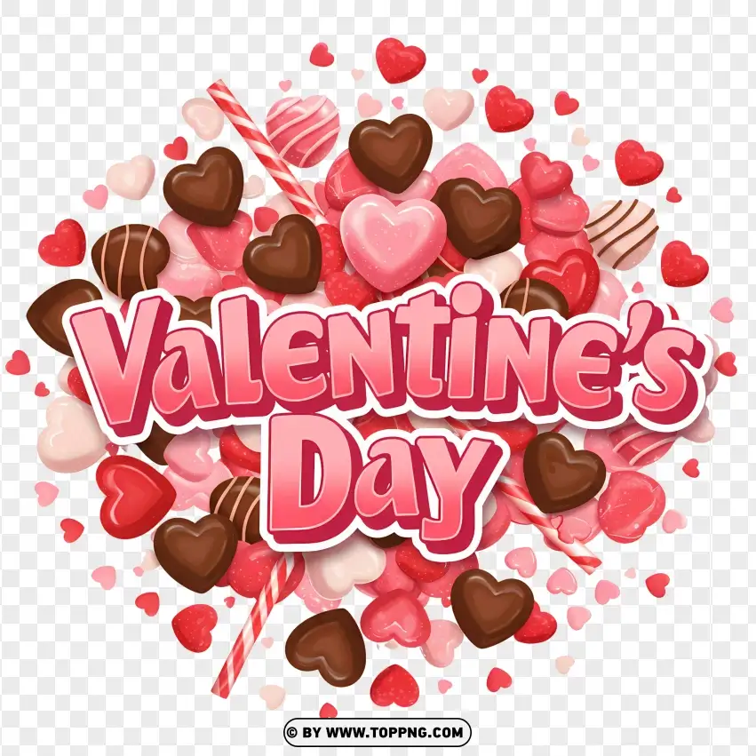 Valentines Day Heart Shape With Chocolate Candies PNG Transparent Background