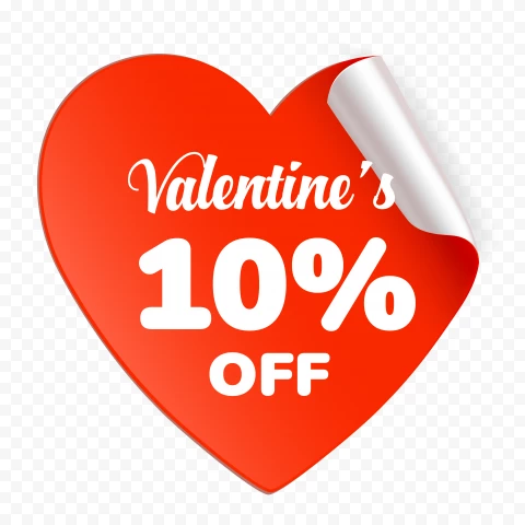 Valentines Day Special 10% Off Red Heart Sign PNG Transparent Background