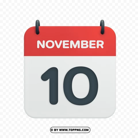 Vector Calendar Icon Hd For November 10th Date PNG Transparent Background