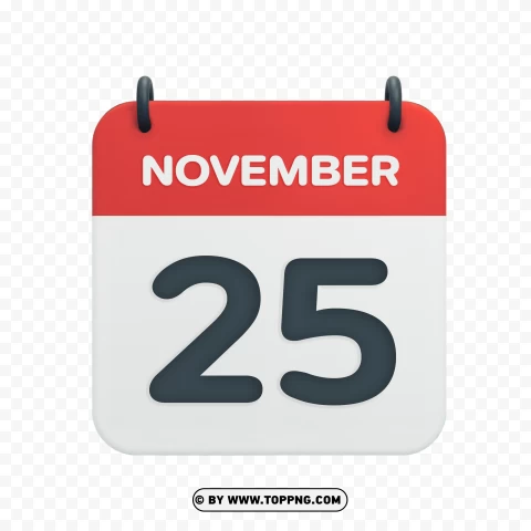 Vector Calendar Icon Hd For November 25th Date PNG Transparent Background