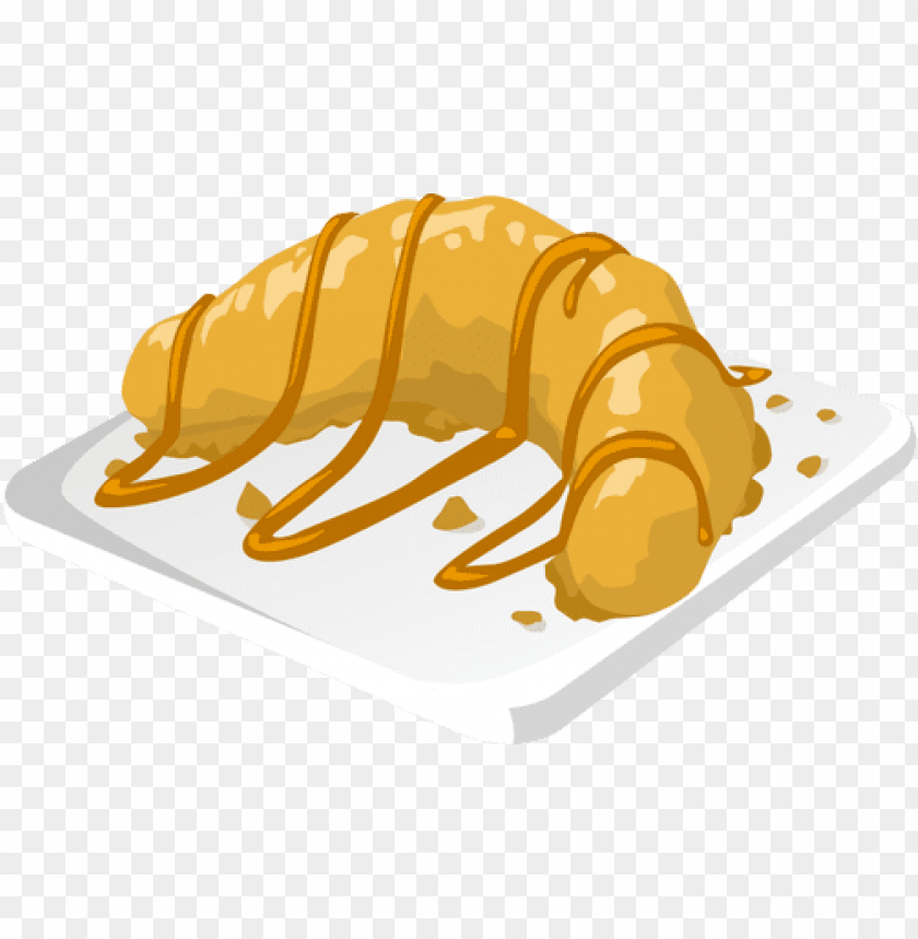 vector drawing of banana dessert with caramel icing - banana dessert vector, dessert