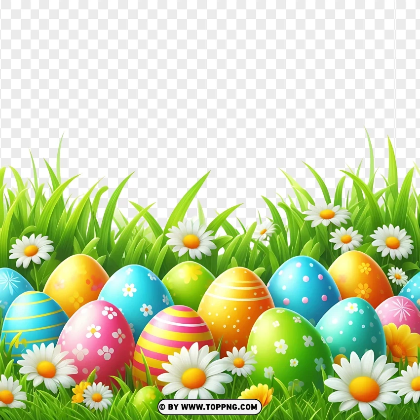 Vector Easter Eggs In The Grass Hd PNG Transparent Background