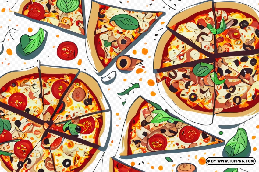 Vector Illustration Of Delicious Pizza Slices PNG Transparent Background