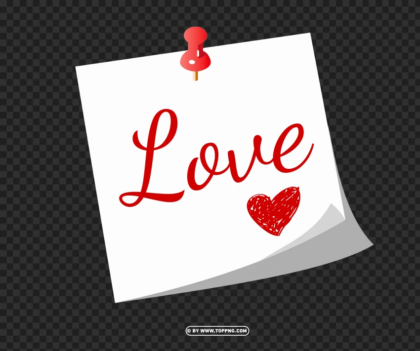 Vector Love With Heart Sticky Note PNG Transparent Background