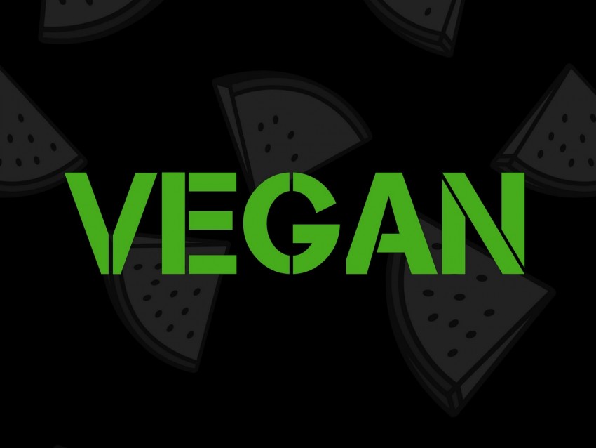 Vegan Vegetarian Inscription Pattern Green Black Background