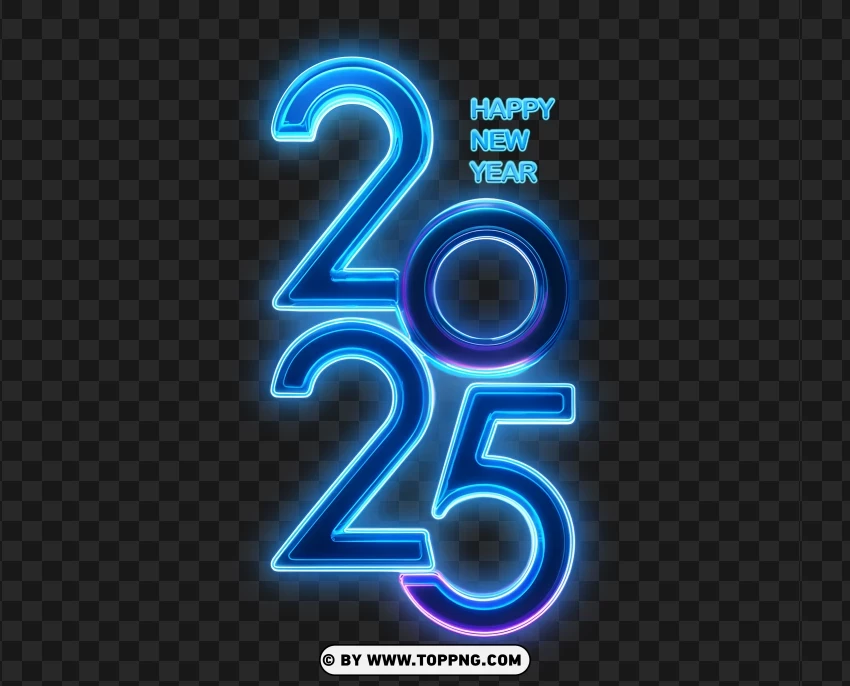 Vertical Neon Aqua Blue Design for 2025 New Year Celebration png