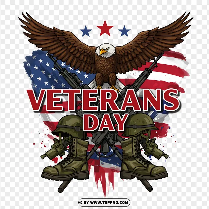 Veterans Day Tribute With Eagle Soldiers And American Flag PNG Transparent Background