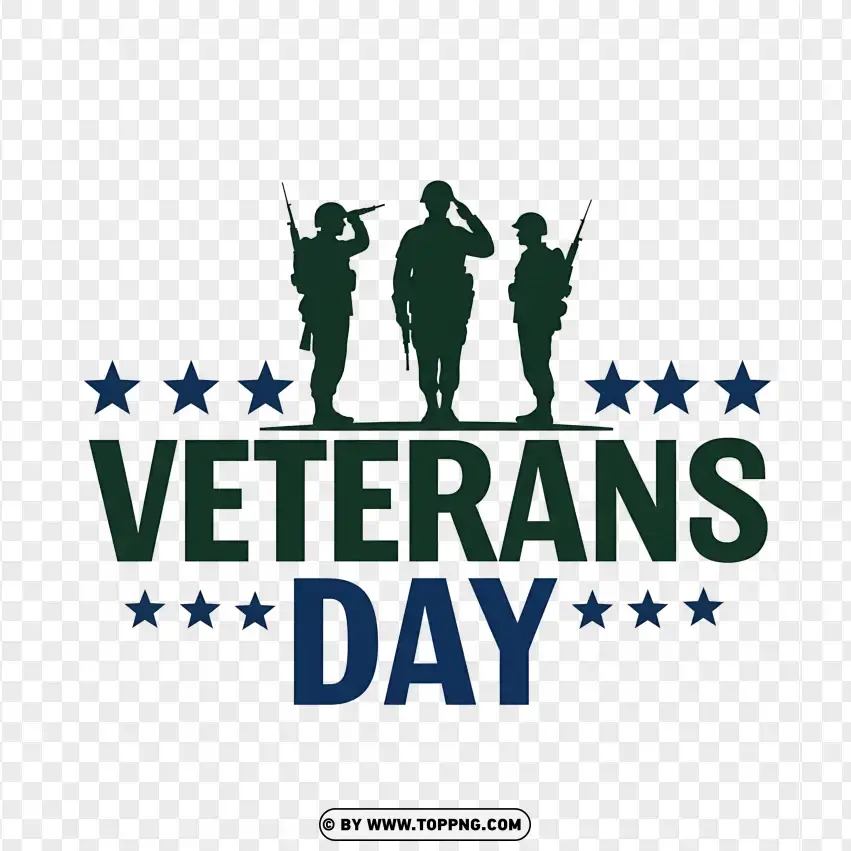 Veterans Day Tribute With Silhouettes Of Soldiers And Stars PNG Transparent Background