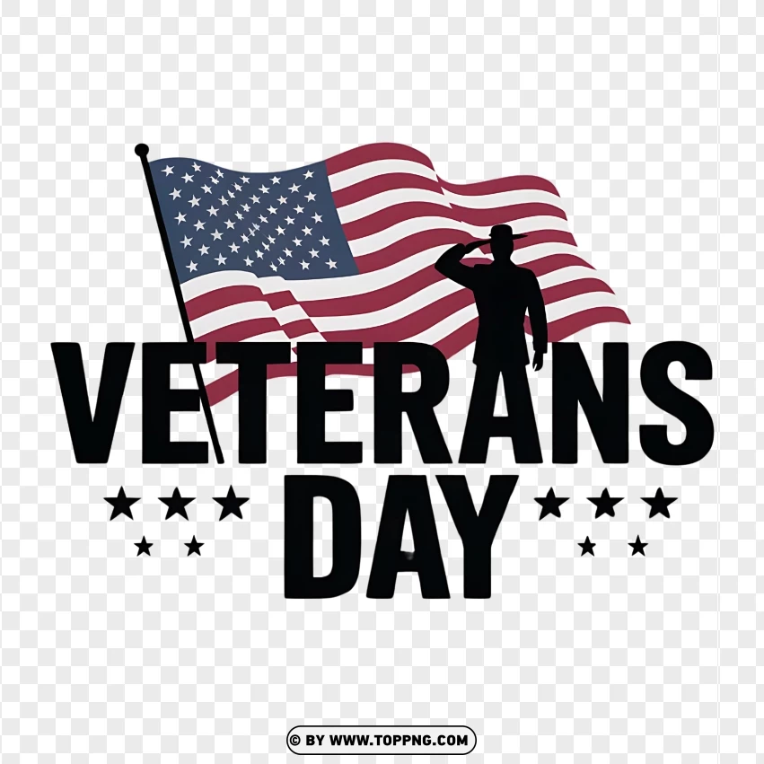 Veterans Day Logo with American Flag and Soldier Silhouette png