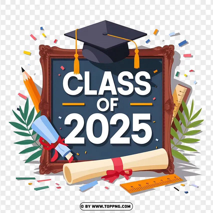 Class Of 2025 Graduation Cap Design PNG Transparent Background