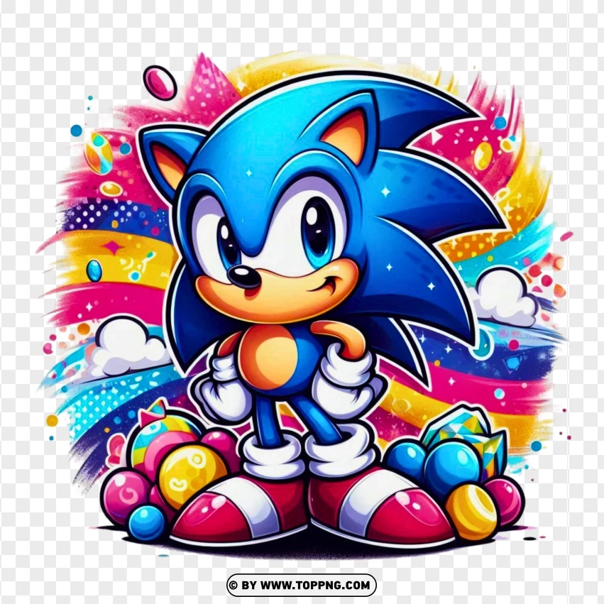 Vibrant Sonic The Hedgehog In Action Pose PNG Transparent Background