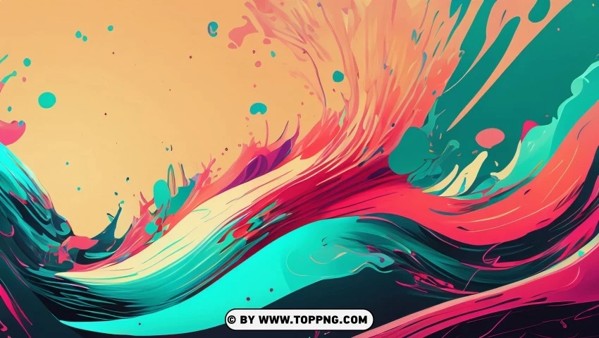 Vibrant Wave Impression Abstract Canvas PNG Transparent Background