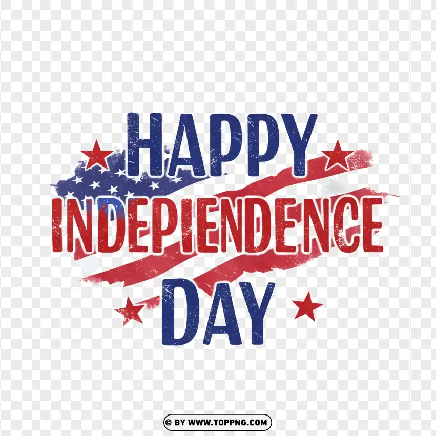 Vintage Style Happy Independence Day Text With Stars And Stripes PNG Transparent Background