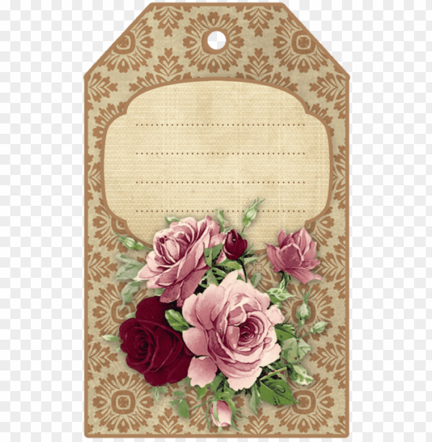 vintage tag, floral design, rose illustration, blank label, retro decor, wedding stationery, garden flowers