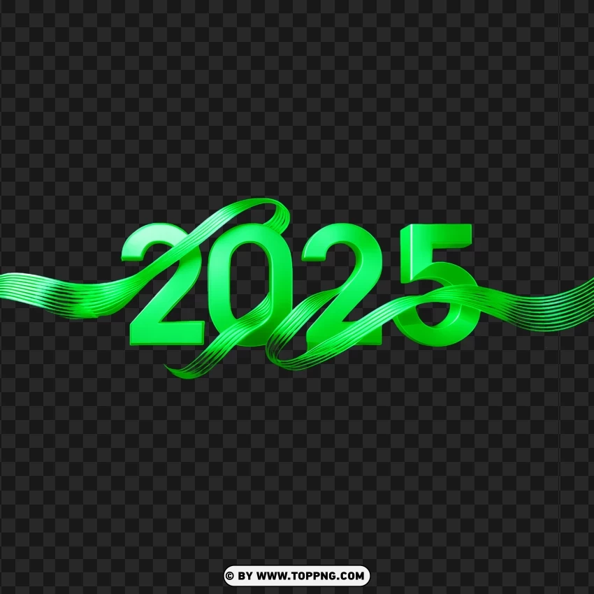 Vivid Green 2025 Elegant Celebration Design PNG Transparent Background