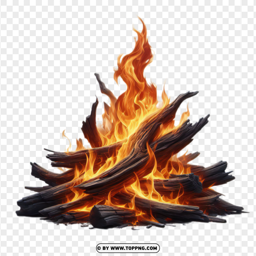 Vibrant fire flames with a realistic appearance and a clear, smoke-free background PNG format