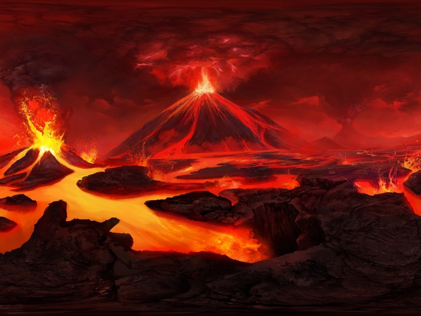 Volcano Art Lava Flash Background