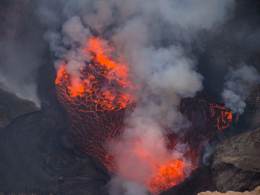 volcano, lava, eruption, smoke, ash, hot, crater