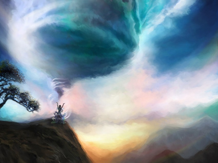 vortex, magic, art, hills, sky