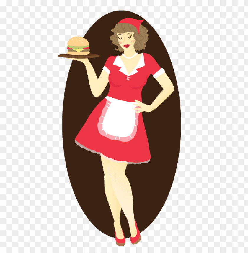 diner, waitress, vintage style, hamburger, retro fashion, American cuisine, food service