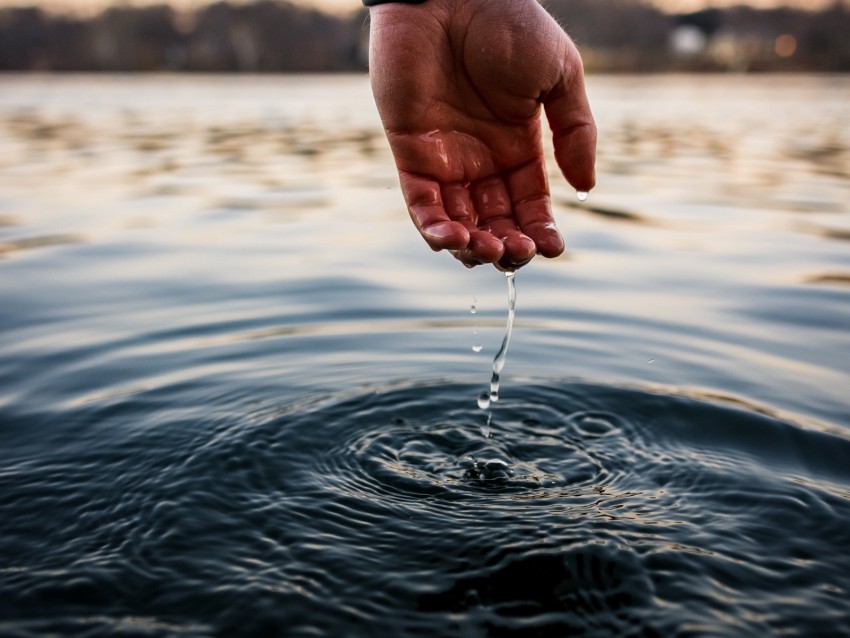 Water Hand Touch Drops Ripples Background