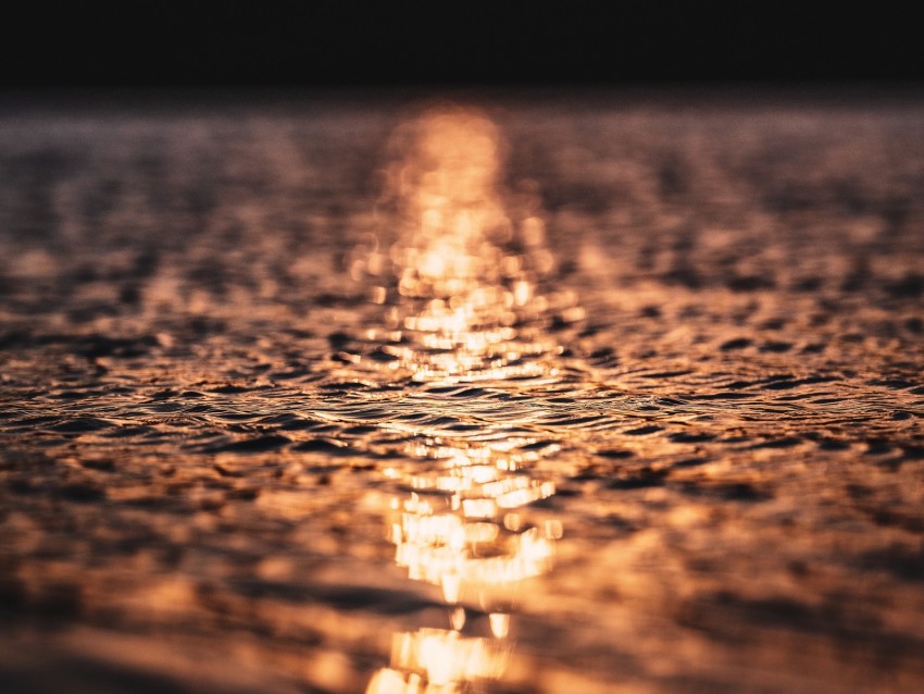 water, sunset, blur, glare