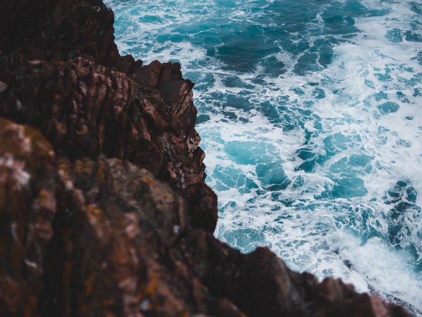 Water Waves Rock Stone Sea Shore Background