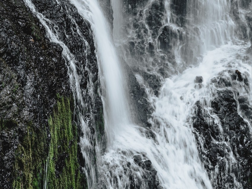 waterfall, cliff, rock, water, stream