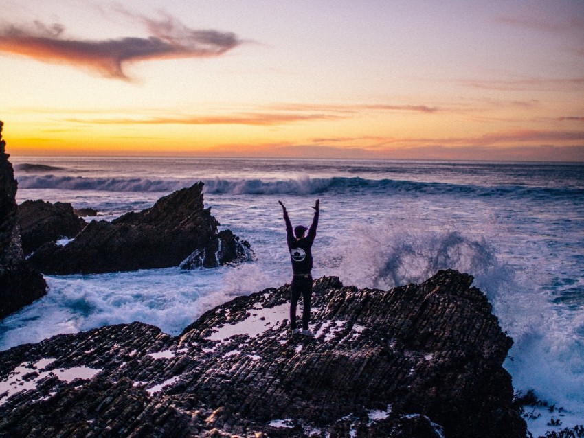 wave, surf, solitude, rocks