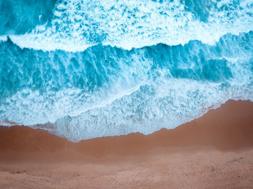 waves, beach, aerial view, water, sand