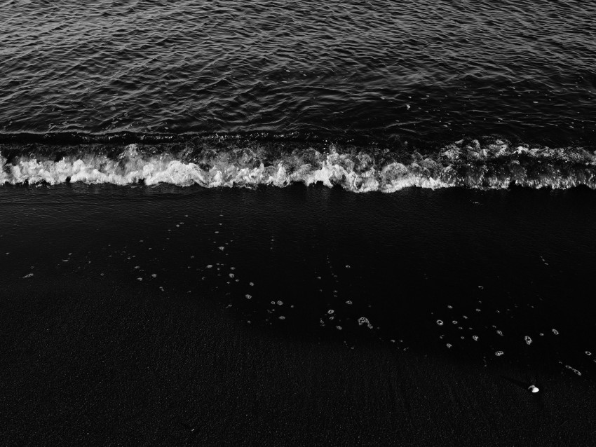 Waves Bw Surf Foam Sand Dark Water Sea Background