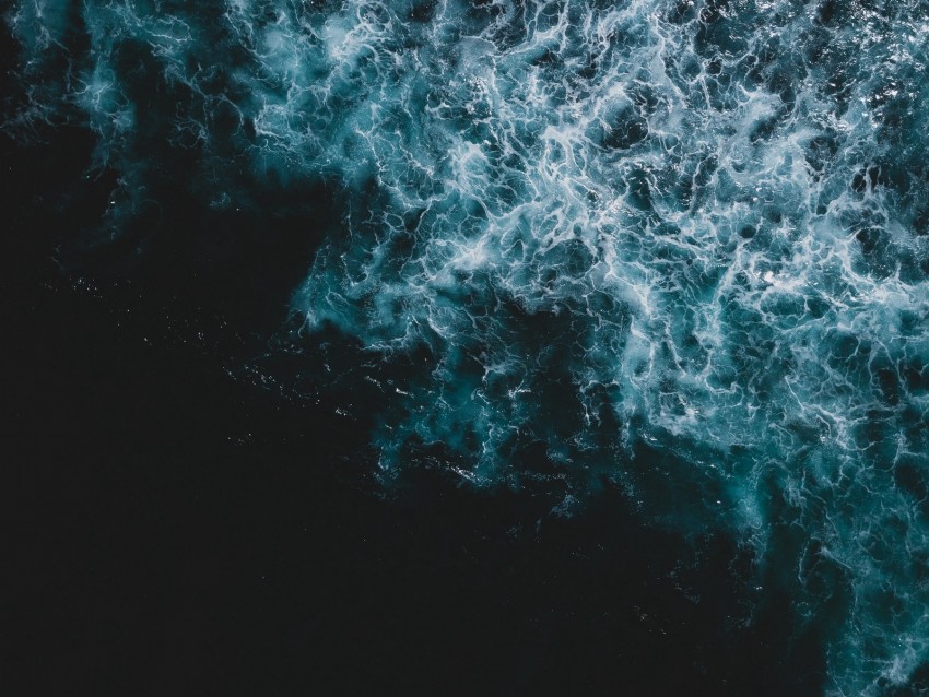 waves, sea, aerial view, water, surface, dark