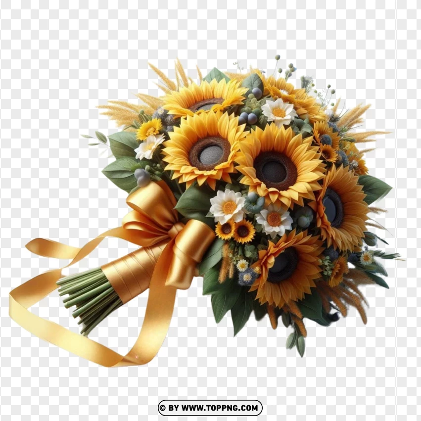 bouquet flowers,  bouquet gift,Sunflowers,wedding,  invitation,  card, isolated