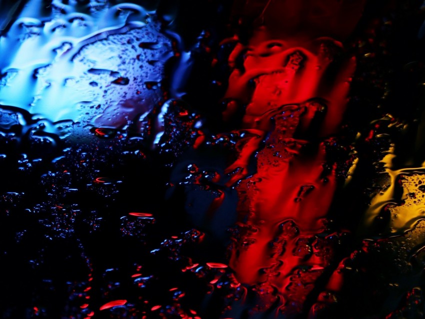 wet, drops, blur, lights, dark