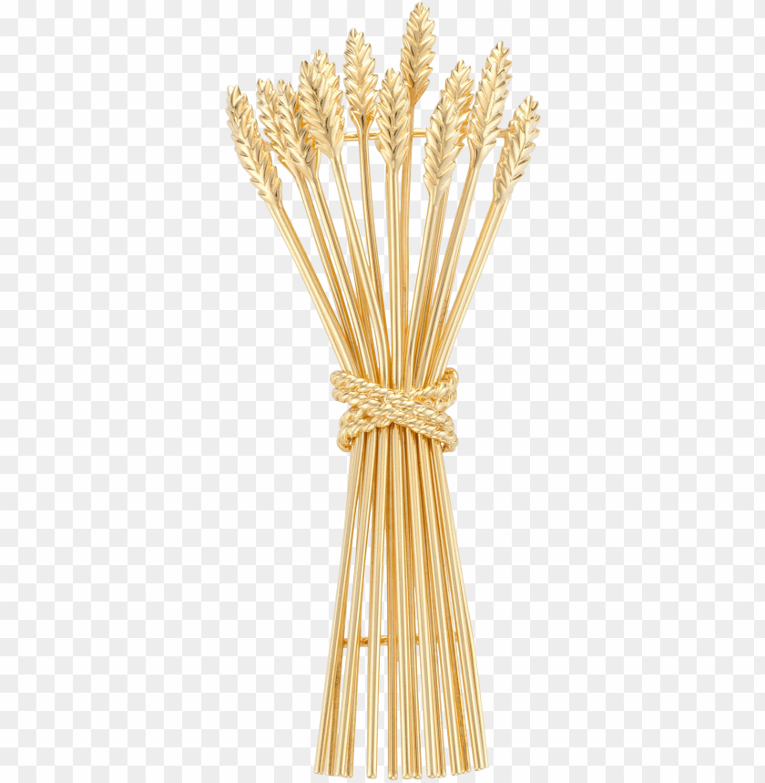 A decorative bundle of golden wheat stalks tied together PNG