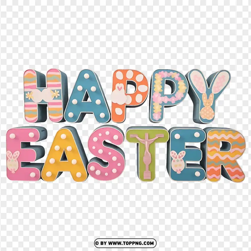 Happy Easter With Colorful Eggs PNG Transparent Background