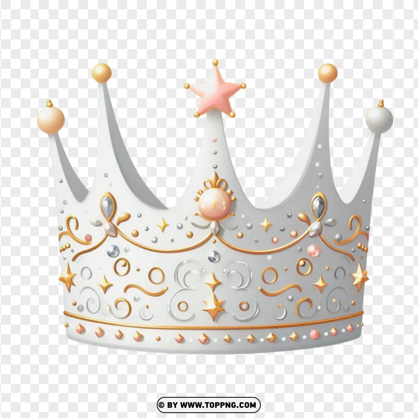 White And Gold Royal Crown PNG Transparent Background